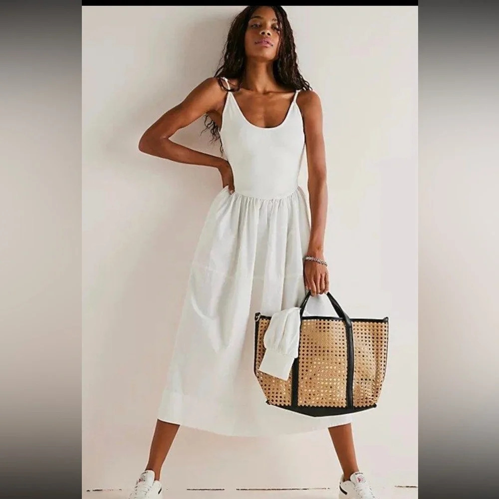 Free People Dylan MIDI Dress Women’s Size Medium White NWOT